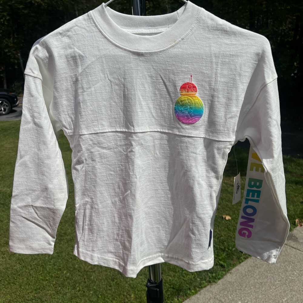 Disney White Long Sleeve Shirt with Rainbow Droid Design